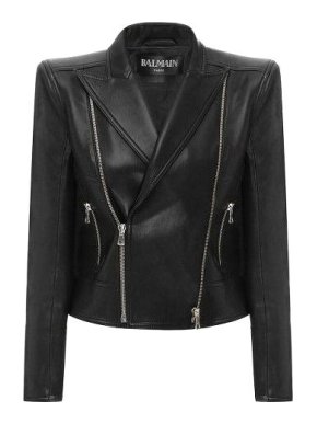 Balmain Black Leather Biker Jacket