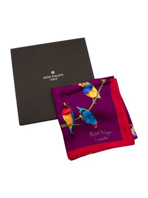 Patek Philippe Purple Birds of Paradise Print Silk Scarf