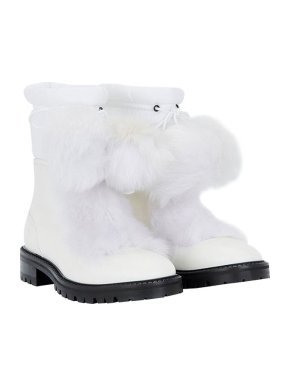 Jimmy Choo White Glacier Fur Pom Pom Snow Winter Boots