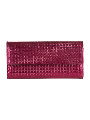 Dior metallic pink leather Microcannage Croisiere chain wallet