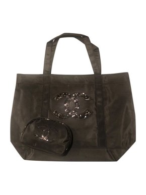 Chanel black synthetic VIP gift tote & pouch