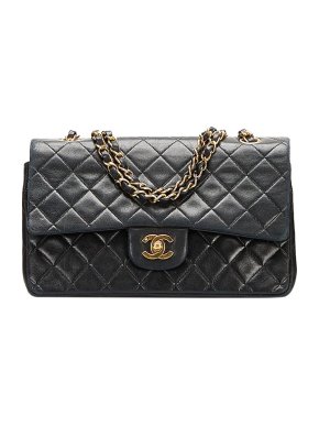 Chanel Black lambskin leather quilted double flap bag