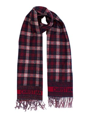 Dior Red & Navy Check Scarf