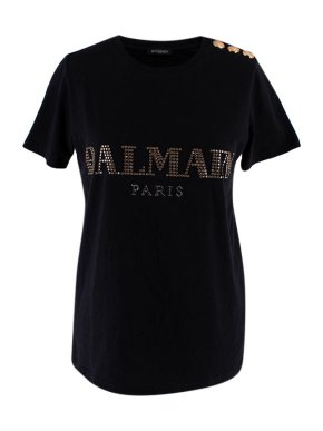 Balmain black crystal logo t-shirt