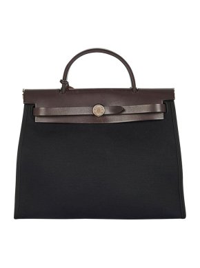 Hermes Black Canvas & Ebene leather Herbag Zip 31
