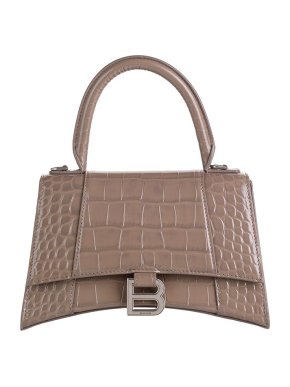 Balenciaga taupe croc embossed leather Hourglass S bag