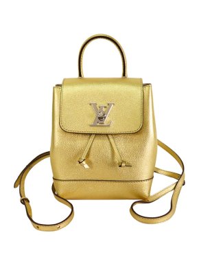 Louis Vuitton gold metallic leather mini Lockme backpack