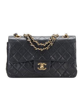 Chanel black lambskin leather quilted small Double Flap bag