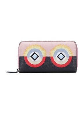 Fendi multicolour leather Monster zip-around long wallet