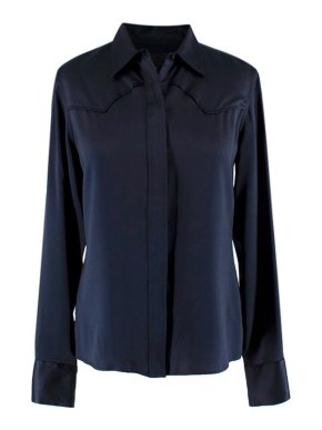 Nili Lotan Navy Silk Shirt