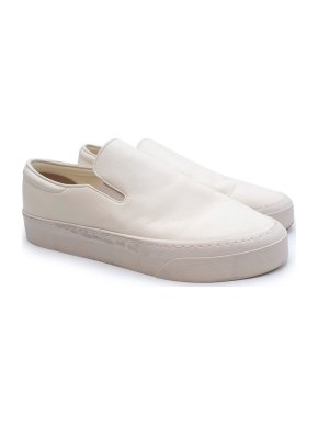 Cream Leather Platform Plimsolls