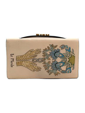 Dior Nude Pink Leather Le Monde Beaded Clutch