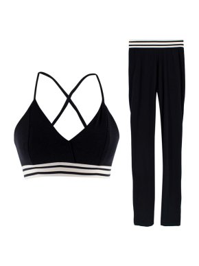 Splits59 Striped Trim Leggings & Sports Bra