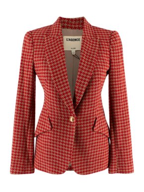 Red & Gold Houndstooth Blazer