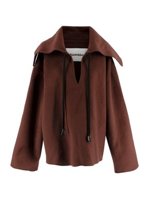 Nanushka Brown Moshe Sweater in Woven Wool & Silk