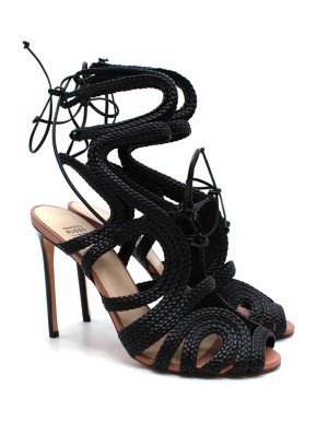 Francesco Russo Black Braided Leather Sandals