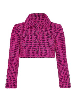 Chanel Pink & Black Cropped Tweed Blazer