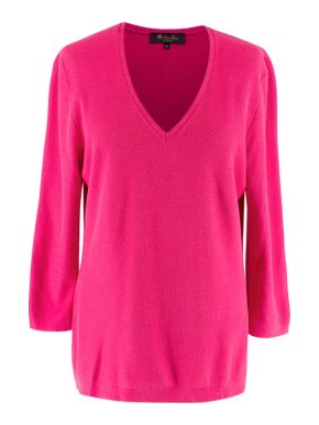 Loro Piana Pink Silk V-Neck Top