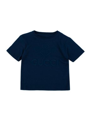 Gucci Kids 4Y Tennis Embroidered Navy T-Shirt