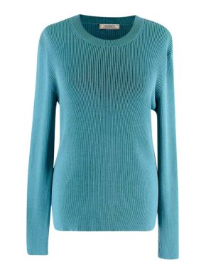 Nina Ricci teal ribbed long-sleeve top