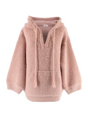 Celine Micro Fur Alpaca Wool Rose Pale Baja Hooded Pullover