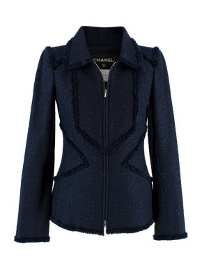 Chanel Lurex Woven Navy Tweed Jacket