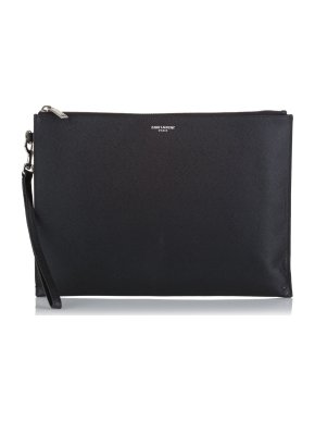 Saint Laurent Leather Zip Pouch