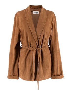 Maison Martin Margiela Caramel suede jacket with wrap around belt