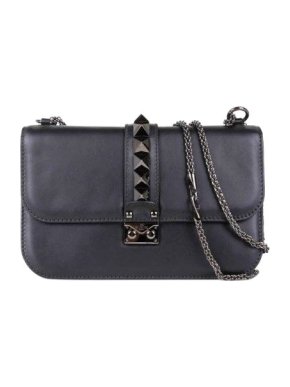 Valentino Garavani Medium Rockstud Noir Glam Lock Shoulder Bag