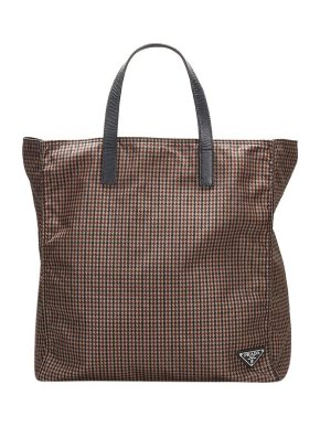 Prada Houndstooth Nylon Tote