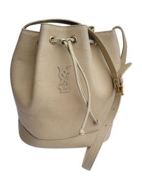 Saint Laurent Cream Vintage Drawstring Bucket Bag