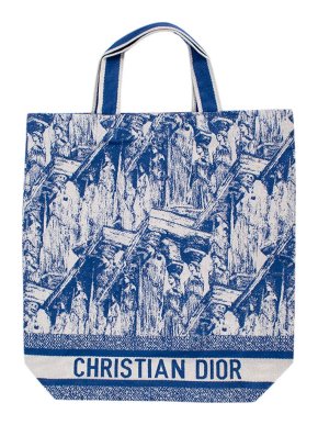 Dior Blue & Cream Jacquard Tote Bag Cruise 2022