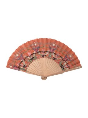 Dior Orange Printed Hand Held Wooden Fan