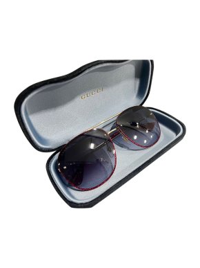 Gucci Red Glitter Aviator Sunglasses