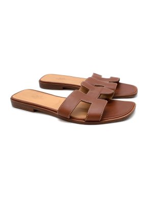 Hermes Gold Oran Sandals