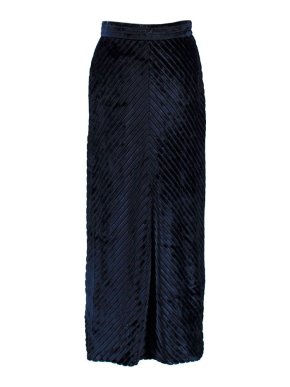 Prada Blue Velvet Chevron Maxi Skirt