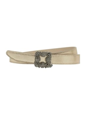 Manolo Blahnik Gold Leather Mini Hangisi Belt - Size S