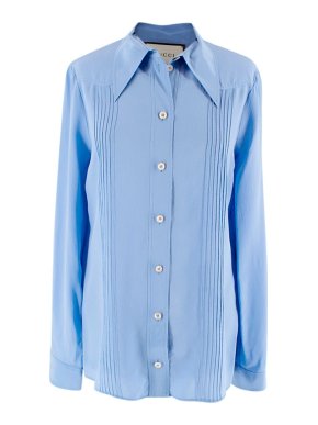 Gucci Blue Pointed Lapel Shirt