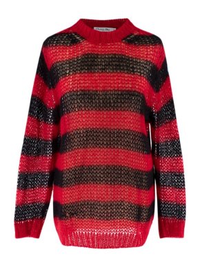 Dior Black & Red Stripe Loose Knit Mohair Jumper