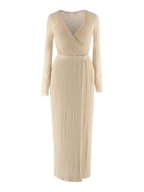 Dior Metallic Gold Pleated Playsuit & Wrap Skirt