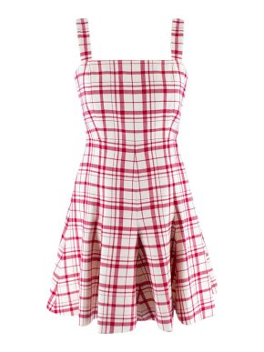 Dior Red & Cream Check Wool Mini Dress