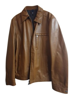 Ermenegildo Zegna Tan Leather Jacket