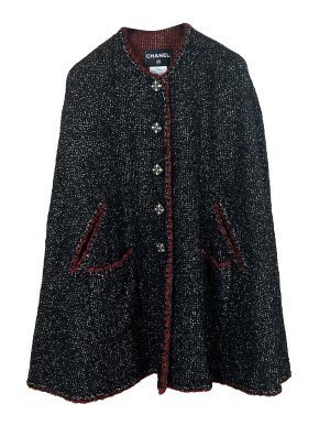 Chanel Black Metallic Tweed Cape