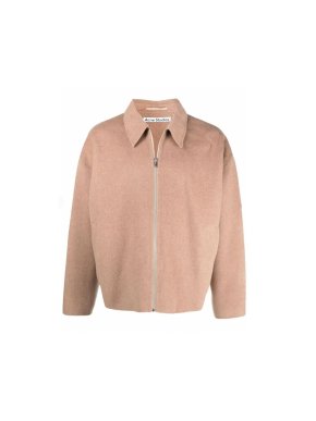 Acne Camel melange wool zip-up jacket