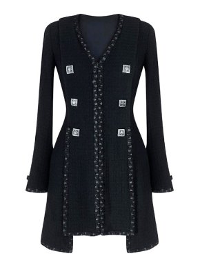 Chanel Black Tweed Paris/Byzance Coat