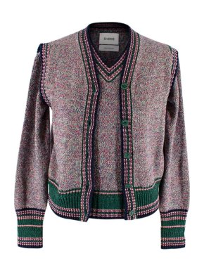 Barrie Multicolour Cashmere Knit V-neck Jumper & Sleeveless Cardigan