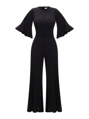 Bottega Veneta Black Ribbed Knit Jumpsuit