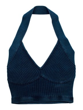 Alaia Ribbed Denim Knit Crop Top