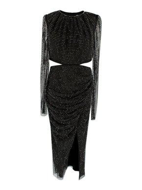 Self Portrait Crystal-Embellished Mesh Midi Dress