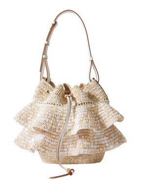 Loewe Paula's Ibiza Balloon Ruffled Raffia Bucket Bag